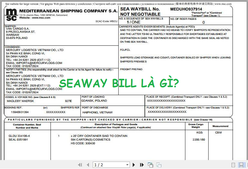 seaway bill là gì